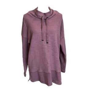 Tribal Sweatshirt Tunic Top Women's Medium Plum 100% Cotton Slouch Collar Cozy